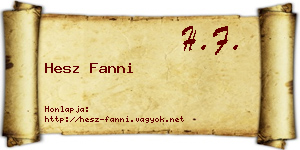 Hesz Fanni névjegykártya